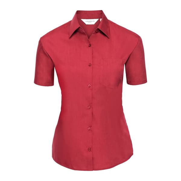 Russell Collection Womens/Ladies Poplin Easy-Care Short-Sleeved Shirt