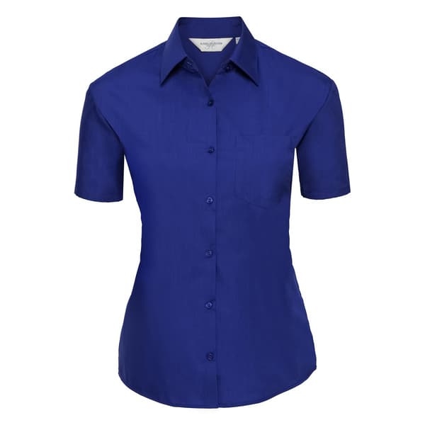 Russell Collection Womens/Ladies Poplin Easy-Care Short-Sleeved Shirt