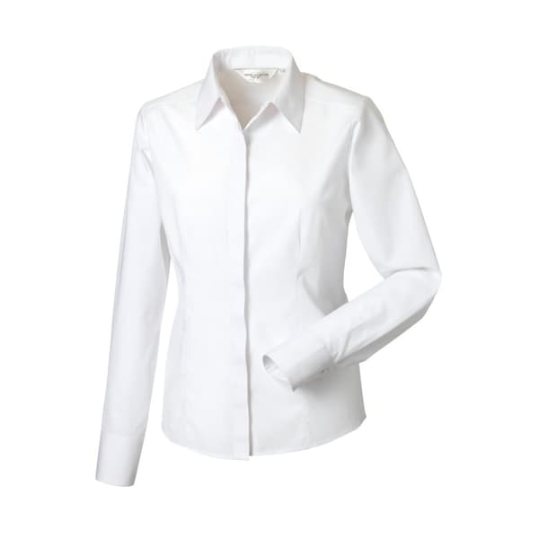 Russell Collection Womens/Ladies Poplin Easy-Care Fitted Long-Sleeved Shirt