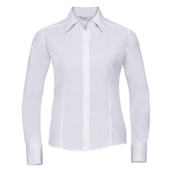 Russell Collection Womens/Ladies Poplin Easy-Care Fitted Long-Sleeved Shirt