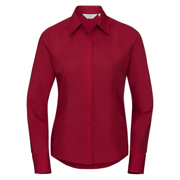 Russell Collection Womens/Ladies Poplin Easy-Care Fitted Long-Sleeved Shirt