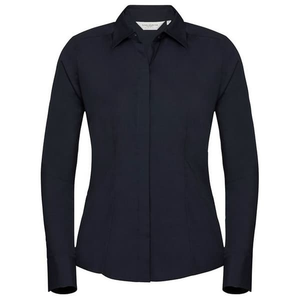 Russell Collection Womens/Ladies Poplin Easy-Care Fitted Long-Sleeved Shirt