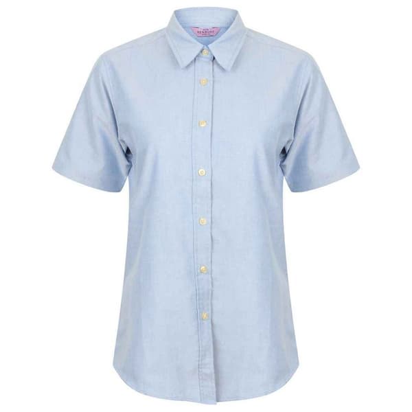 Henbury Womens/Ladies Oxford Short-Sleeved Formal Shirt