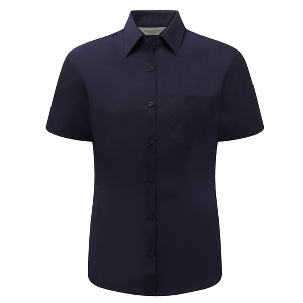 Russell Collection Dam/kvinnor Poplin Lättskött Kortärmad Formell Skjorta