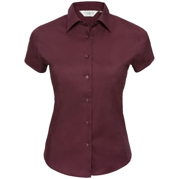 Russell Collection Womens/Ladies Stretch Easy-Care Fitted Short-Sleeved Shirt Port XXL