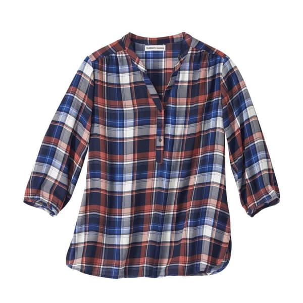 Atlas For Women Dam/dam Blus i rutig crepe