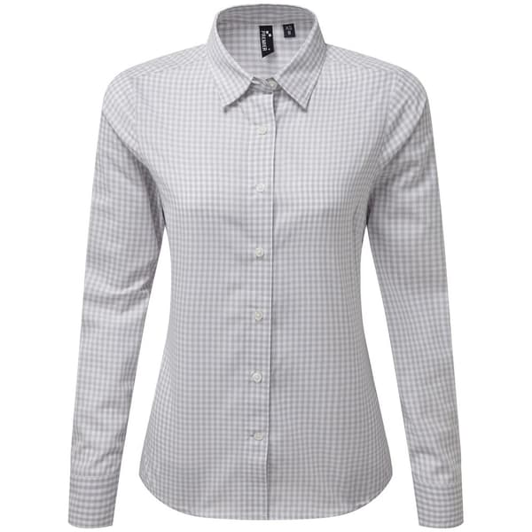 Premier Womens/Ladies Maxton Gingham Long-Sleeved Shirt