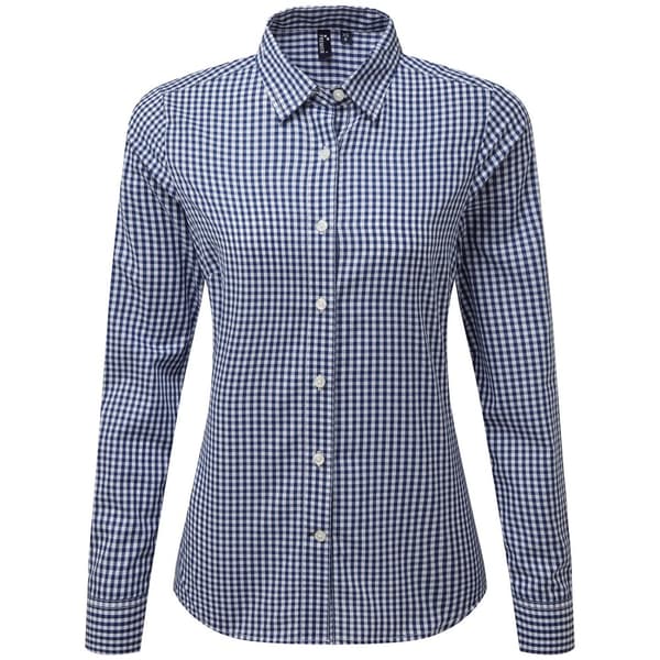 Premier Womens/Ladies Maxton Gingham Long-Sleeved Shirt