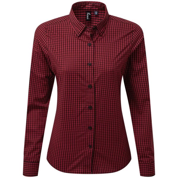Premier Womens/Ladies Maxton Gingham Long-Sleeved Shirt