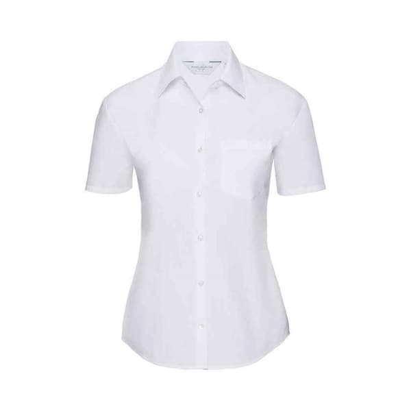 Russell Collection Womens/Ladies Poplin Short-Sleeved Shirt