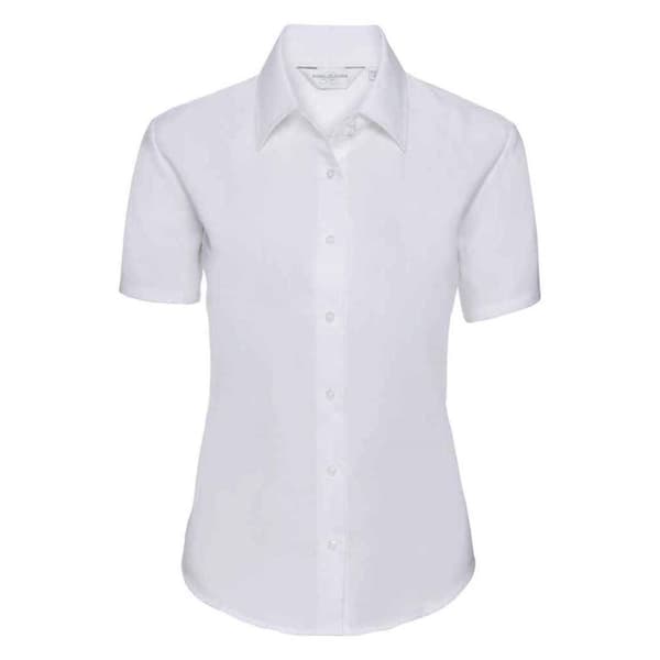 Russell Collection Kortärmad Oxfordskjorta för damer/damer White XL