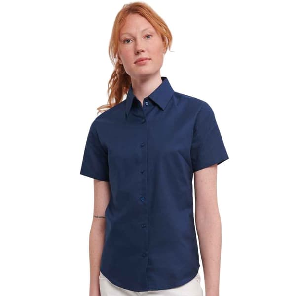 Russell Collection Womens/Ladies Oxford Short-Sleeved Shirt