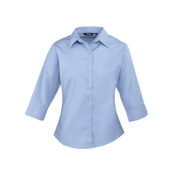 Premier Womens/Ladies Poplin 3/4 Sleeve Shirt