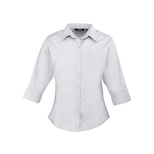 Premier Womens/Ladies Poplin 3/4 Sleeve Shirt