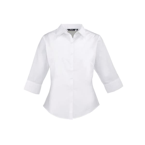 Premier Womens/Ladies Poplin 3/4 Sleeve Shirt