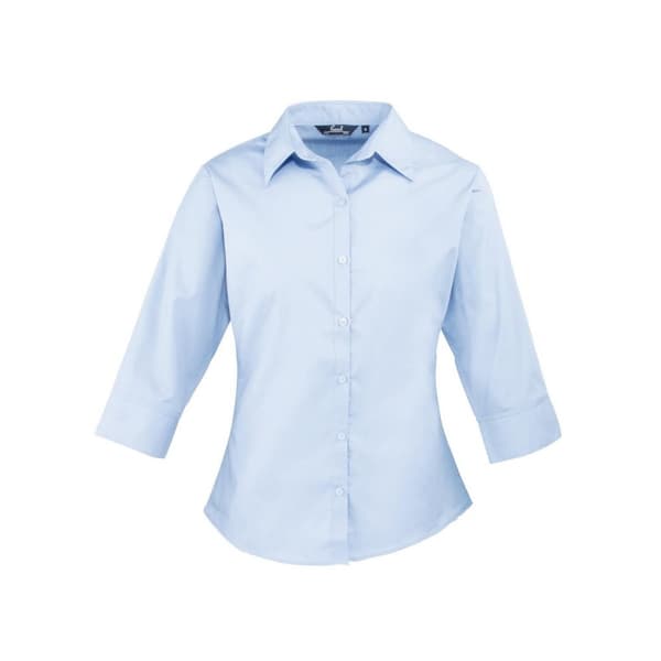 Premier Womens/Ladies Poplin 3/4 Sleeve Shirt