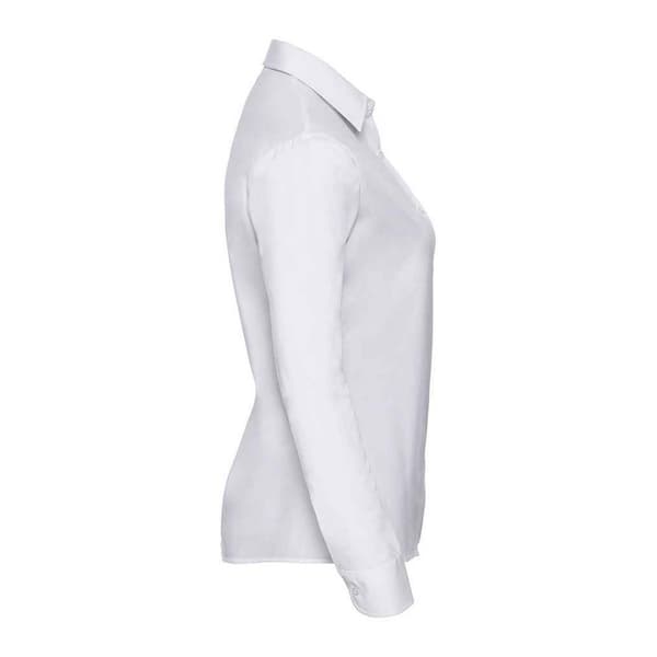 Russell Collection Womens/Ladies Plain Cotton Poplin Easy-Care Long-Sleeved Shirt
