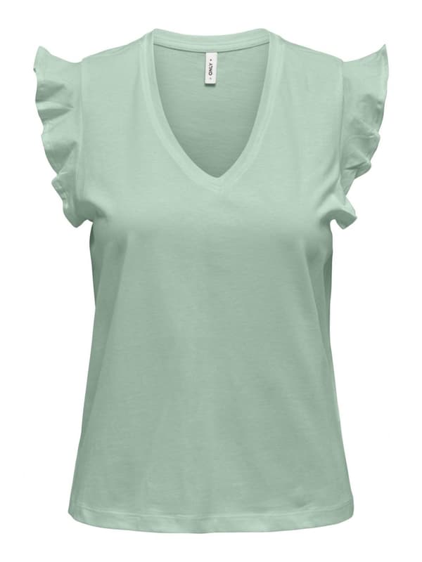 Only - onlMay SS Frill V-neck Top Grön XS