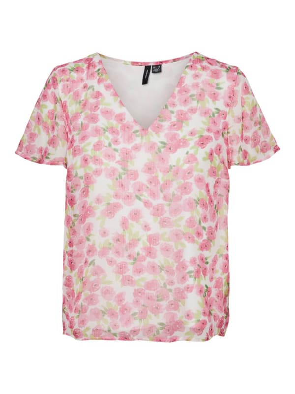 Vero Moda - vmSmilla SS V-neck Top Wella Print Offwhite M