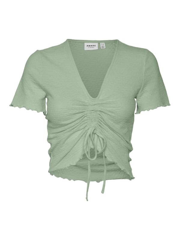 Vero Moda - vmMirinda SS V-neck Cropped Top Mintgrön S