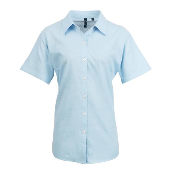 Premier Womens/Ladies Signature Pearlised Oxford Short-Sleeved Shirt