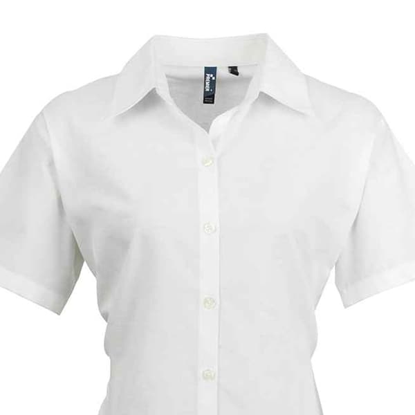 Premier Womens/Ladies Signature Pearlised Oxford Short-Sleeved Shirt