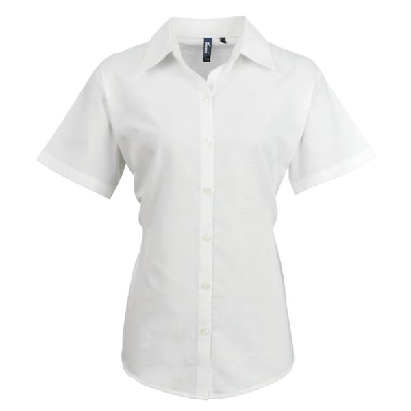 Premier Womens/Ladies Signature Pearlised Oxford Short-Sleeved Shirt