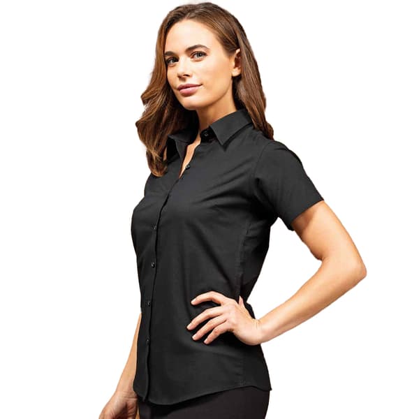 Premier Womens/Ladies Signature Pearlised Oxford Short-Sleeved Shirt