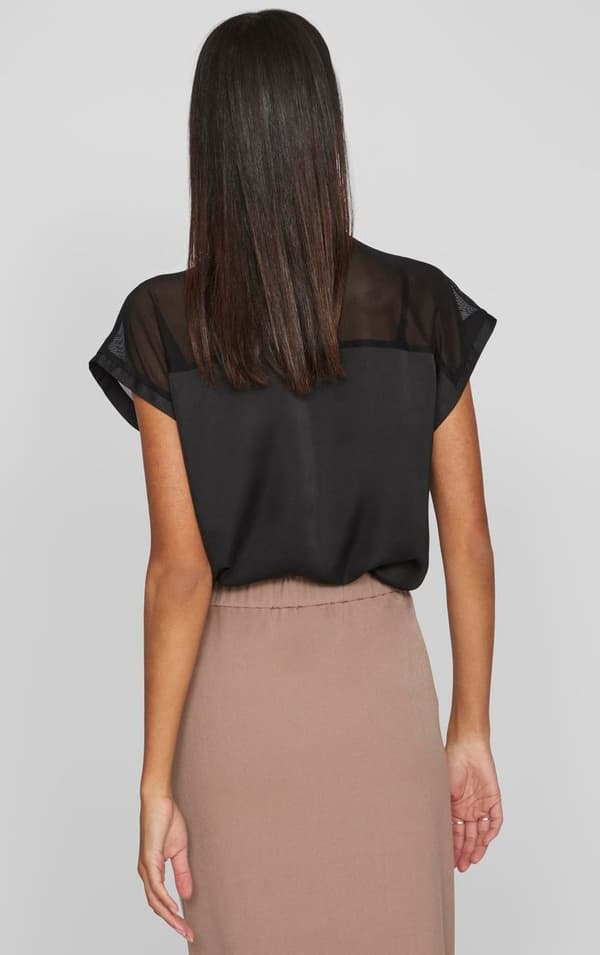 Vila - Viellette O-neck SS Mesh Top