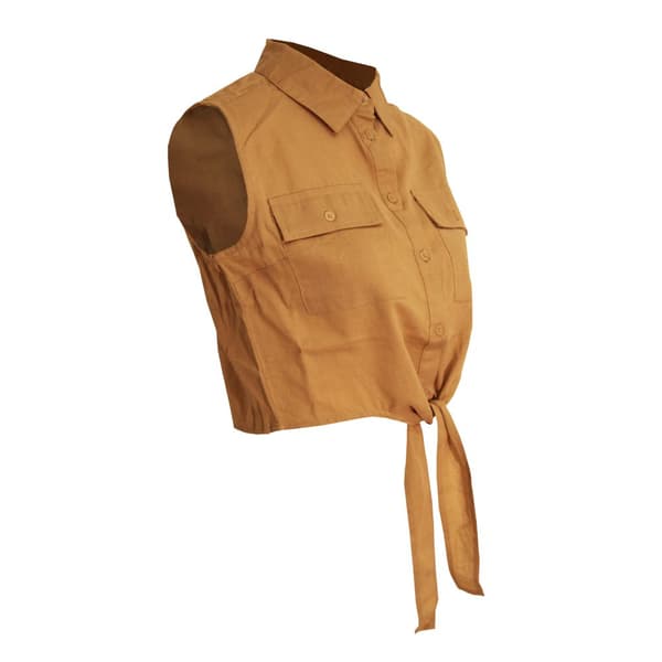 Brave Soul Dam/Ladies Elizabeth Crop Shirt med knytfront