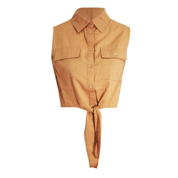 Brave Soul Dam/Ladies Elizabeth Crop Shirt med knytfront
