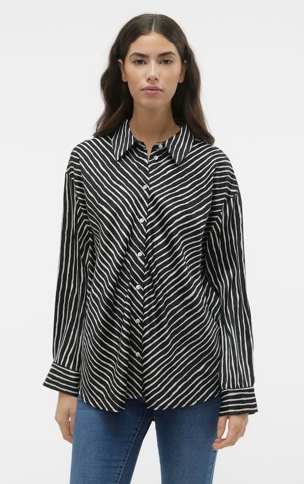 Vero Moda - vmLillian Mara LS Loose Shirt Svart L