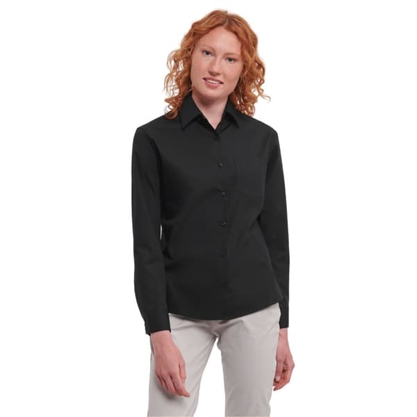 Russell Collection Womens/Ladies Cotton Poplin Easy-Care Long-Sleeved Formal Shirt