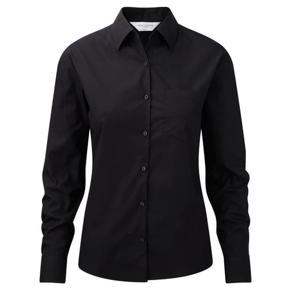 Russell Collection Womens/Ladies Cotton Poplin Easy-Care Long-Sleeved Formal Shirt