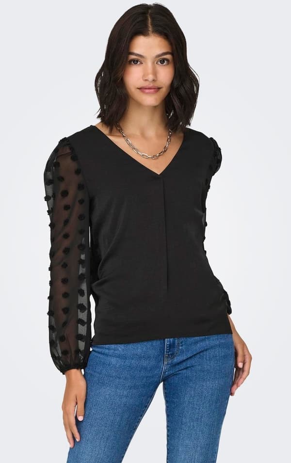 Only - onlEmery LS Mix Top Svart M