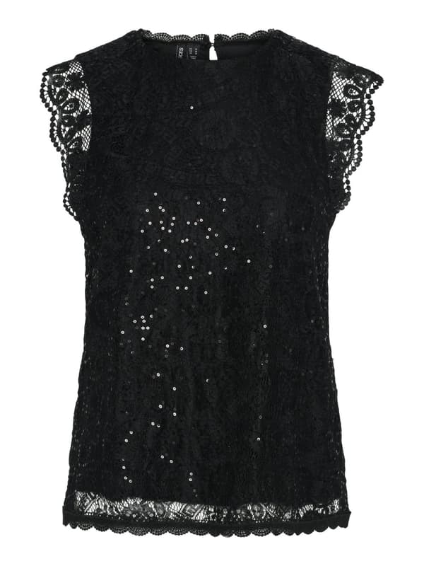 Pieces - pcOlline SL Lace Sequins Top