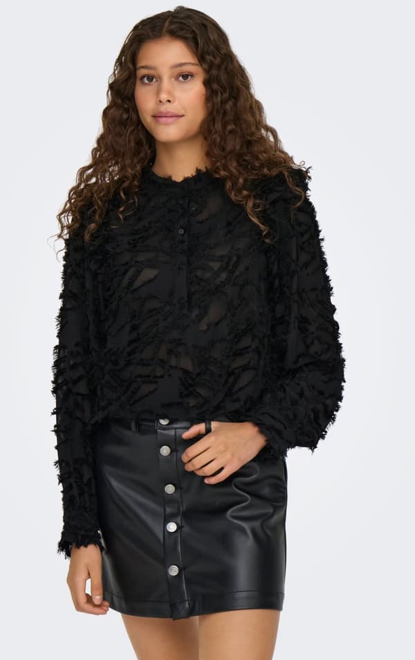 Only - onlCammie LS Frill Top Svart L