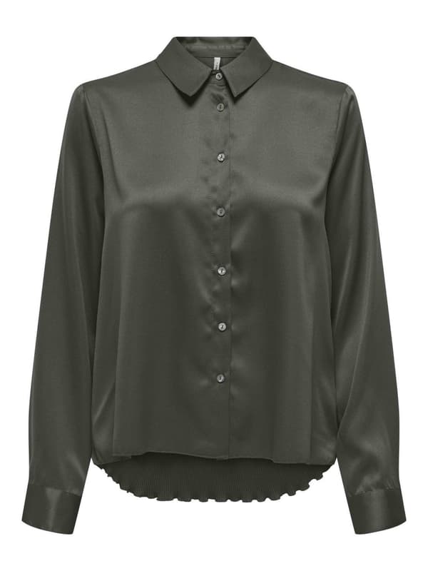 Only - onlJane LS Plisse Shirt Mörkgrön L