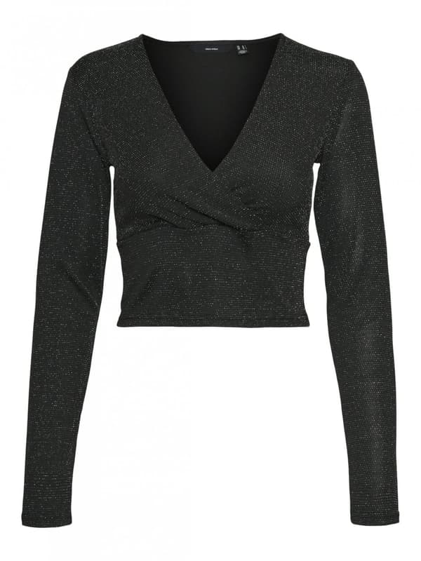Vero Moda - vmKanva LS Glitter Short V-neck Top