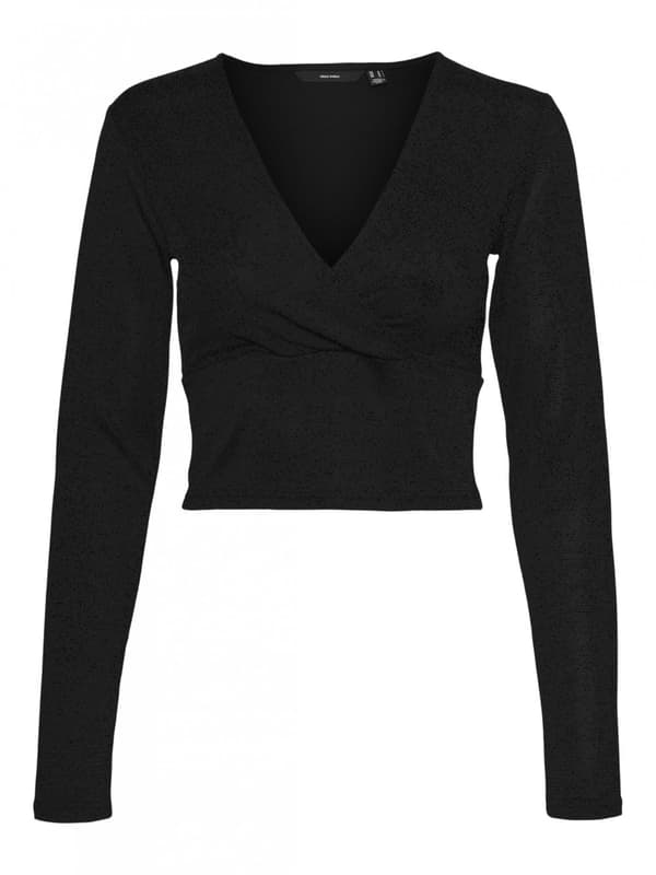 Vero Moda - vmKanva LS Glitter Short V-neck Top