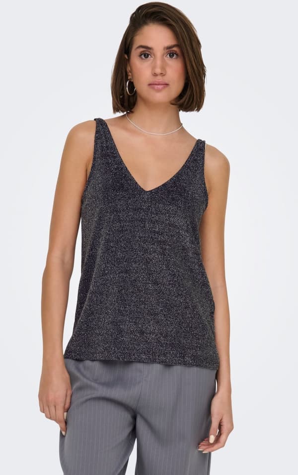 Only - onlQueen SL V-neck Glitter Top