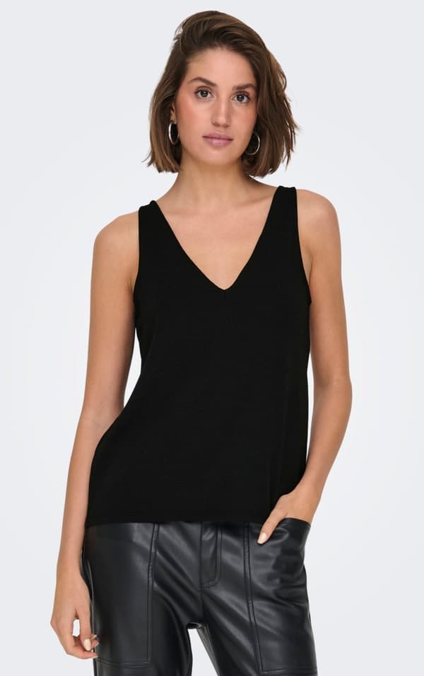 Only - onlQueen SL V-neck Glitter Top