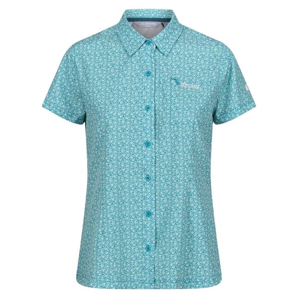 Regatta Womens/Ladies Floral Packaway Short-Sleeved Travel Shirt Tahoe Blue 8 UK
