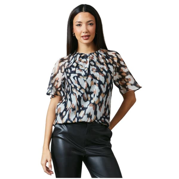 Principles Dame/Dame top med dyreprint Black 20 UK