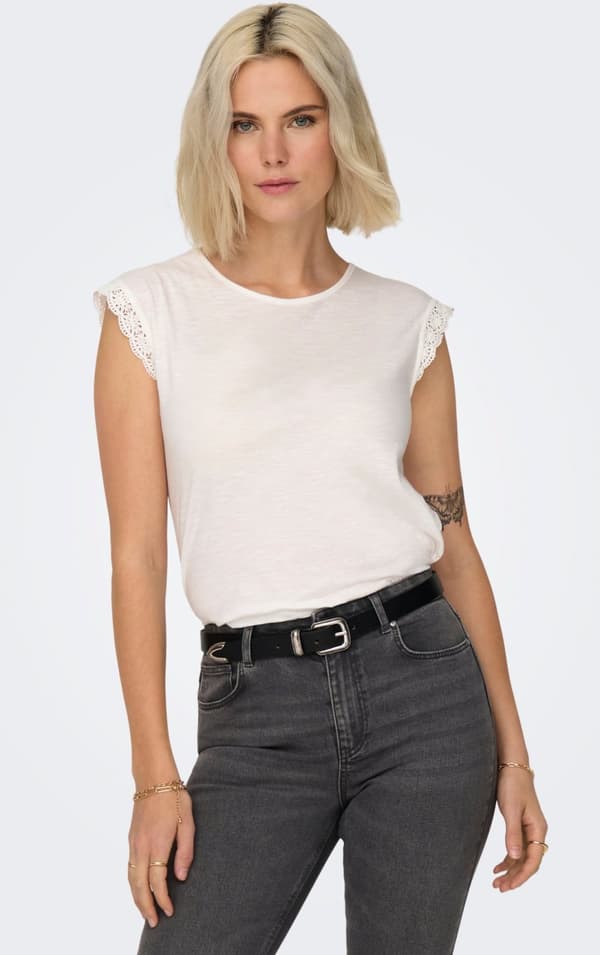 Jacqueline - jdySalva SL Crochet Top Offwhite L