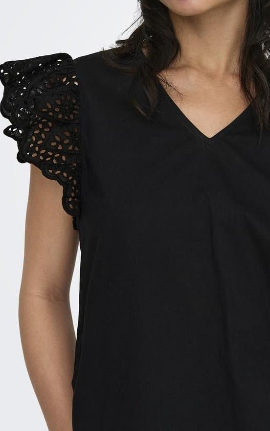 Only - onlLou Emb SS Frill Top