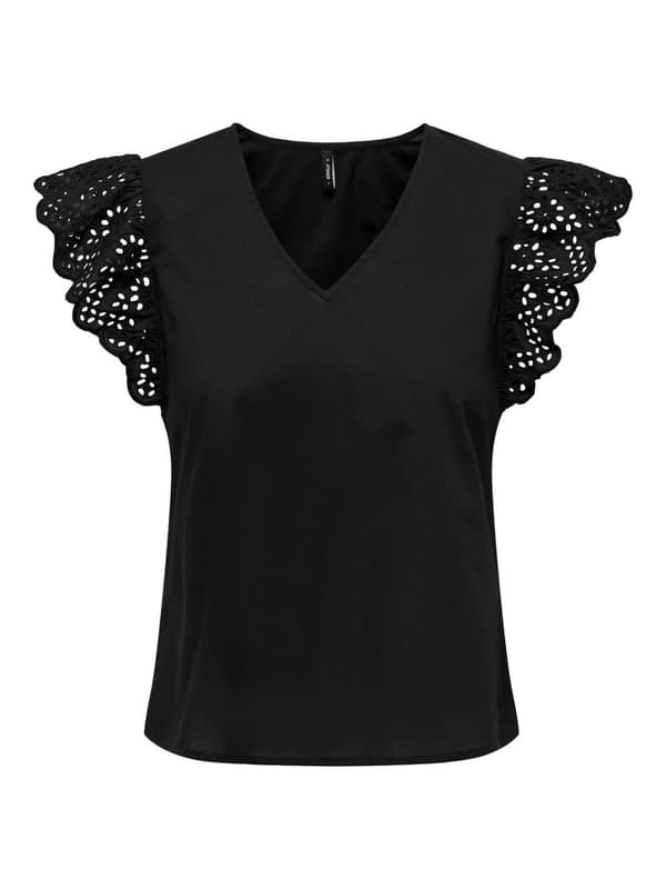 Only - onlLou Emb SS Frill Top