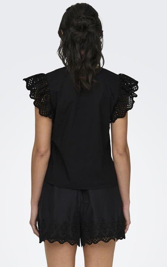 Only - onlLou Emb SS Frill Top