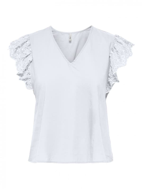 Only - onlLou Emb SS Frill Top