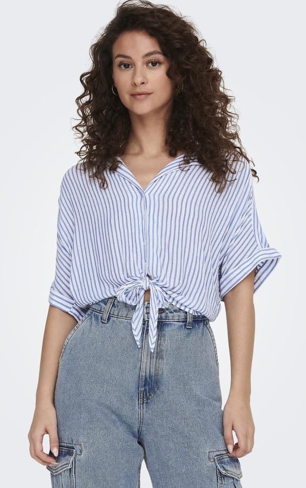 Only - onlPaula SS Tie Shirt Offwhite M